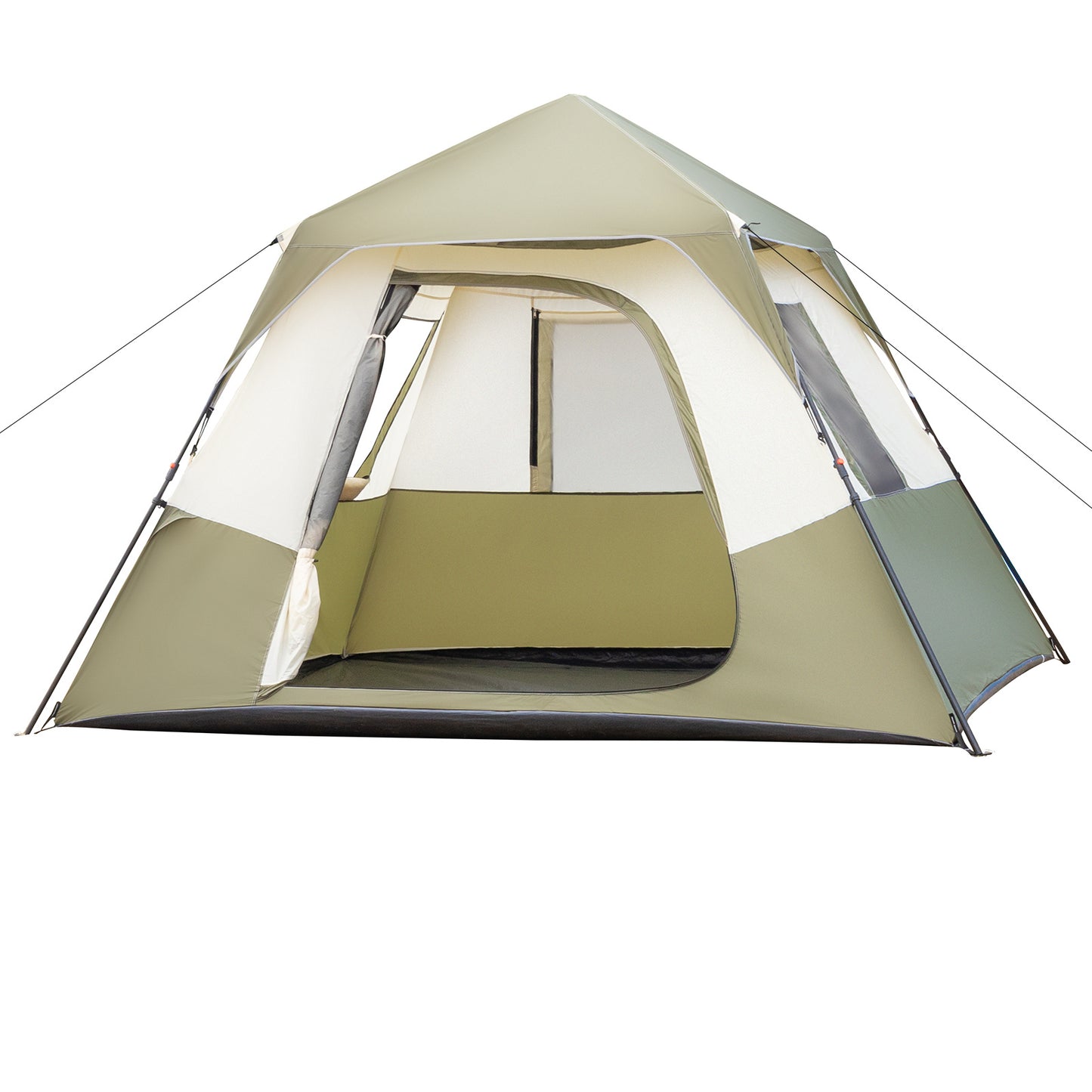 6-person Army Green Beige Camping Tent