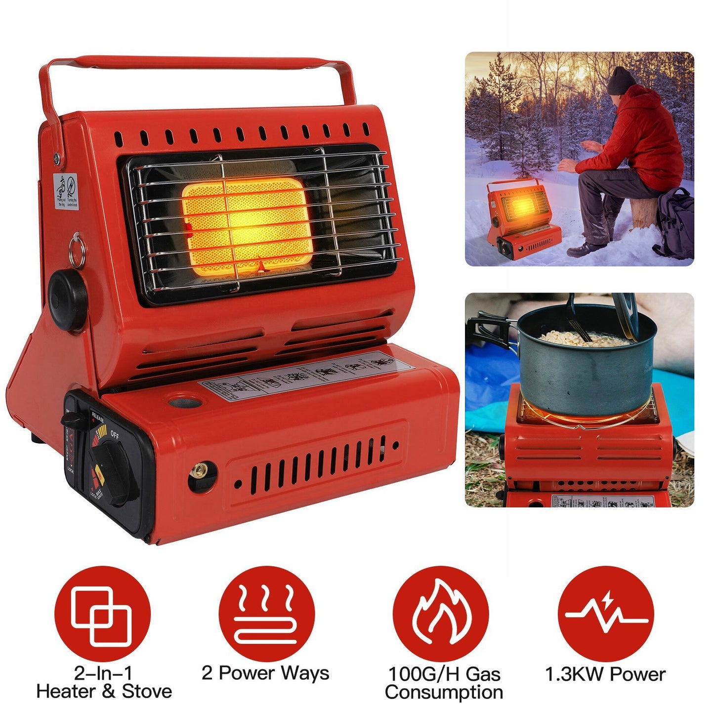1Pc 2 In 1 Portable Butane Burner Heater Outdoor