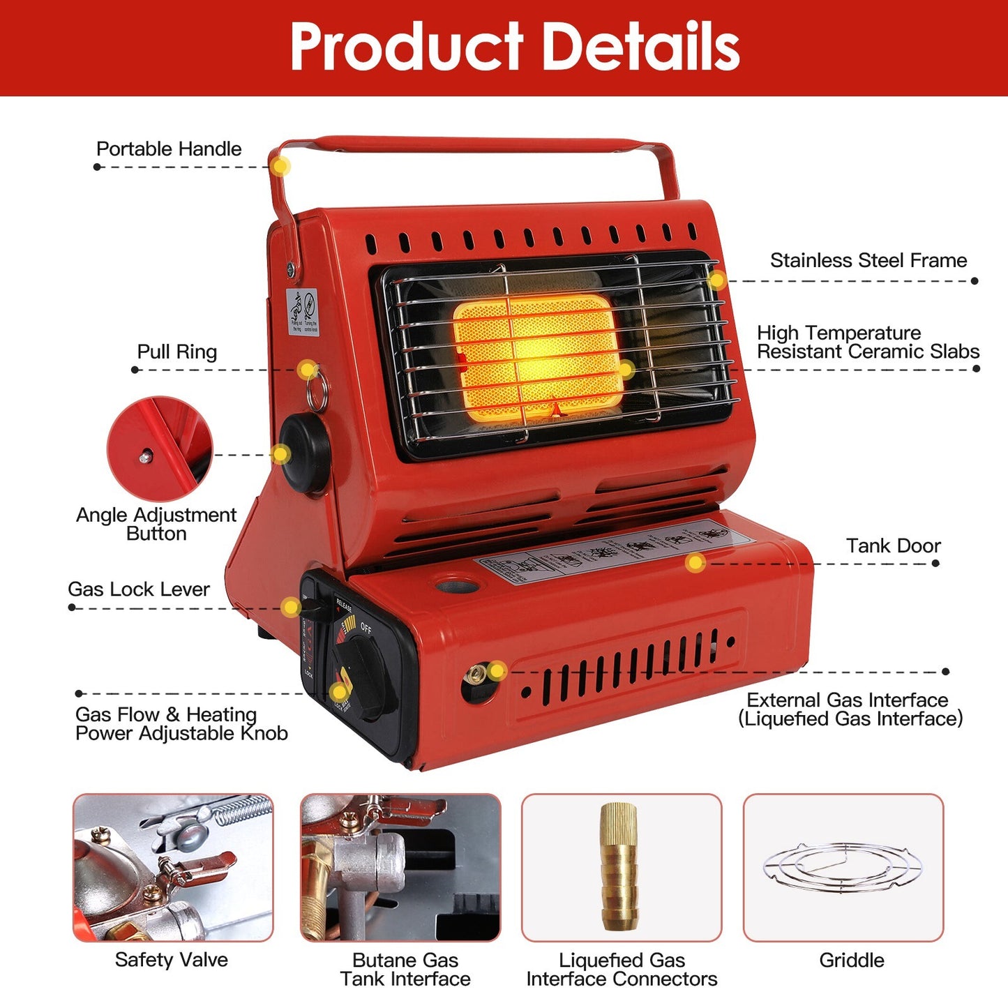 1Pc 2 In 1 Portable Butane Burner Heater Outdoor