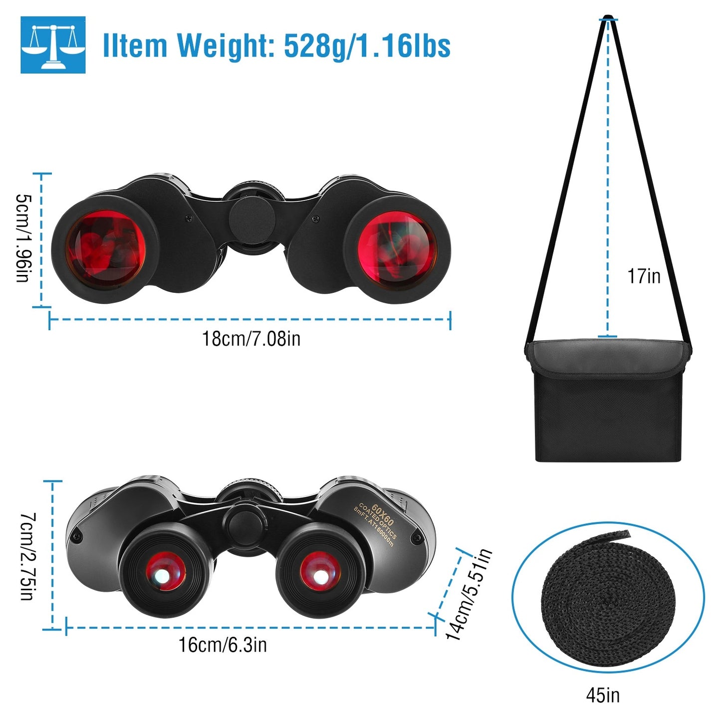 Portable HD Binoculars – FMC Lens, Night Vision