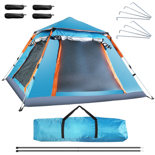 1Pc 4-5 Person Camping Tent With 2 Mosquito Nets Windows Carry Bag Waterproof 7.05x7.05x4.46ft