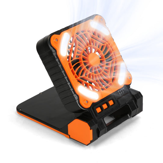 1Pc Solar Camping Fan With LED Lantern 5200mAh Rechargeable Battery