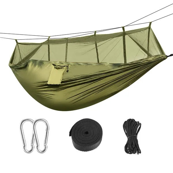 Double Hammock With Maximum Weight Capacity Of 600 Pounds, Equipped With Mosquito Net
