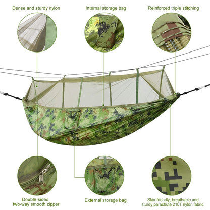 1Pc 600lbs Load 2 Persons Hammock With Mosquito Net
