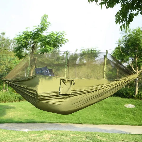 Double Hammock With Maximum Weight Capacity Of 600 Pounds, Equipped With Mosquito Net