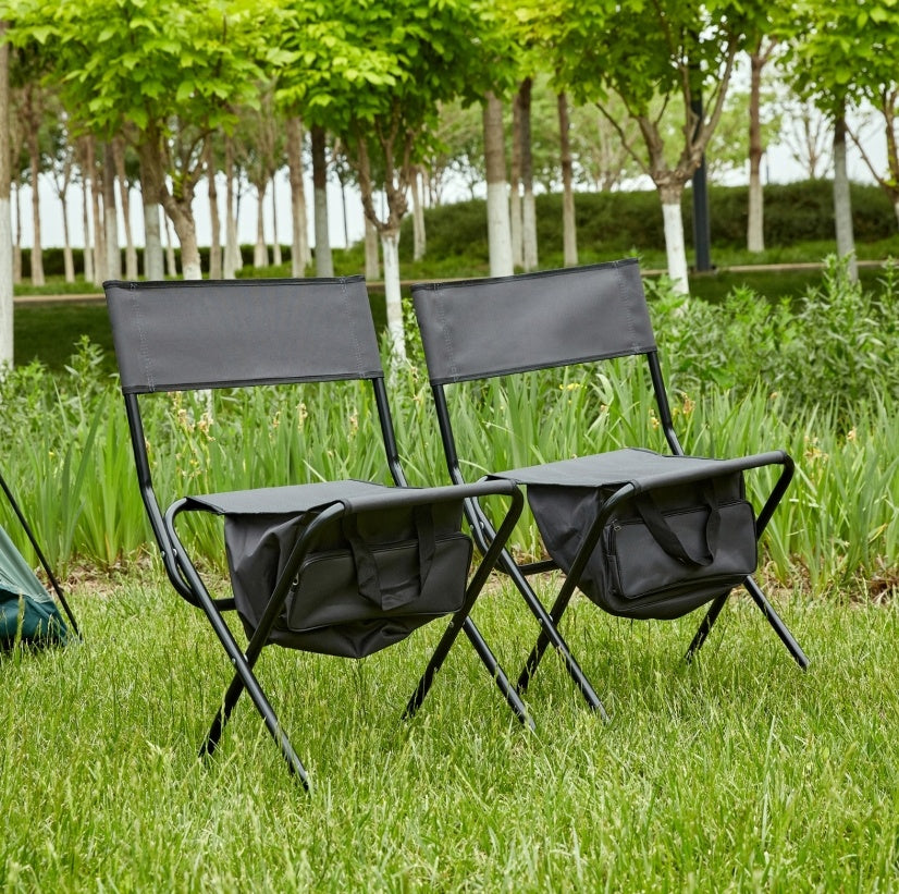 2-Piece Folding Outdoor Chair With Storage Bag For Camping & Picnics