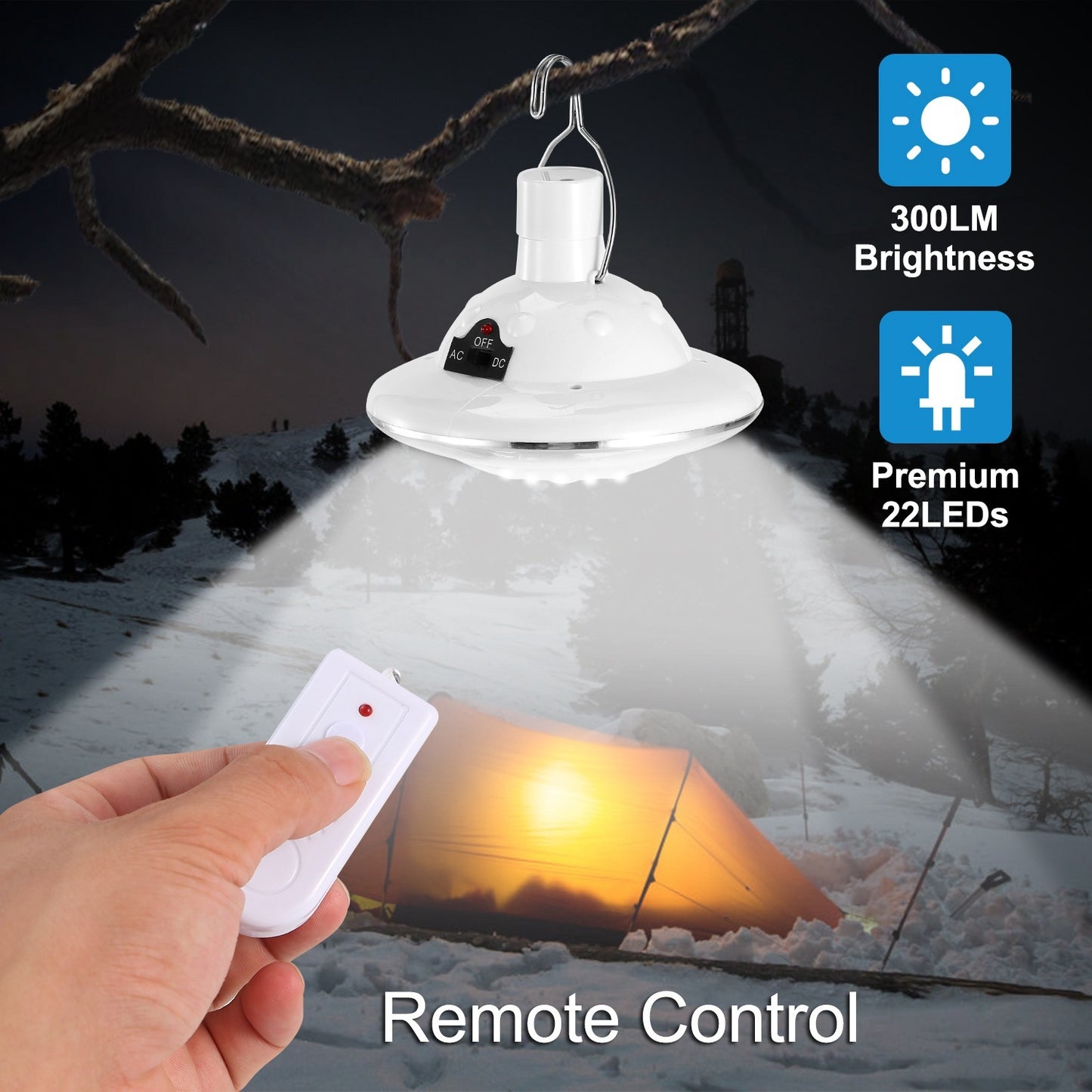 1Pc Solar Camping Lantern With Remote 3 Light Modes