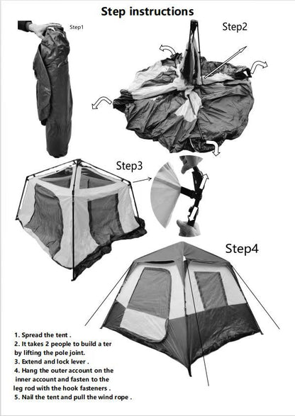 6-person Army Green Beige Camping Tent