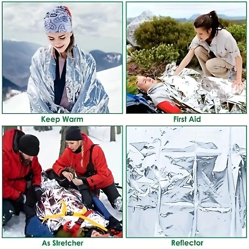 8-pack Outdoor Camping Rainproof Emergency Silver Foil Emergency Insulation Blanket