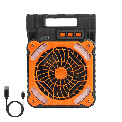 1Pc Solar Camping Fan With LED Lantern 5200mAh Rechargeable Battery