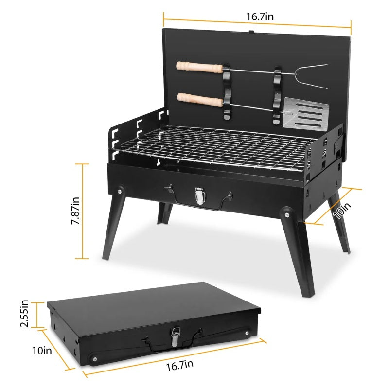 16.7x10x17.7in Portable Charcoal Grill Foldable BBQ