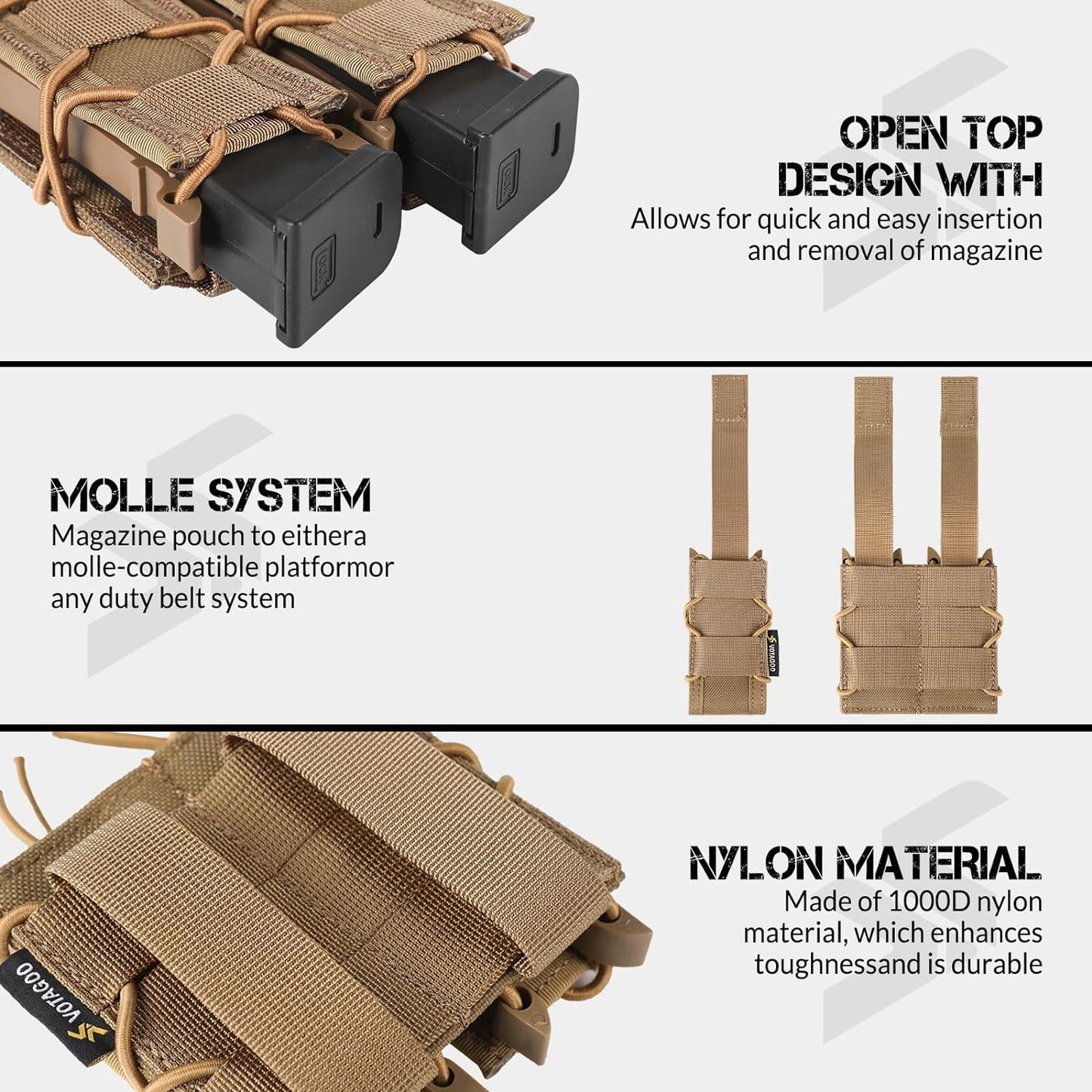 9mm MOLLE Mag Pouch – Open-Top, Adjustable Fit