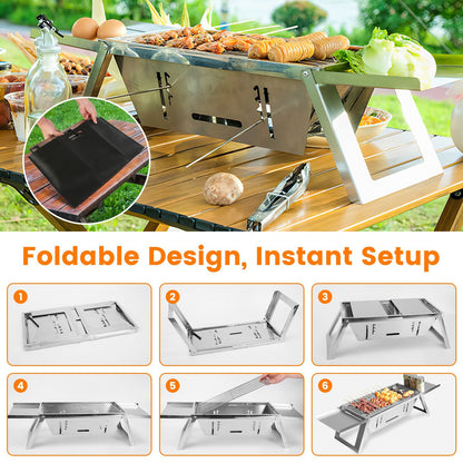 1 Set 3 In 1 Foldable Charcoal Grill Fire