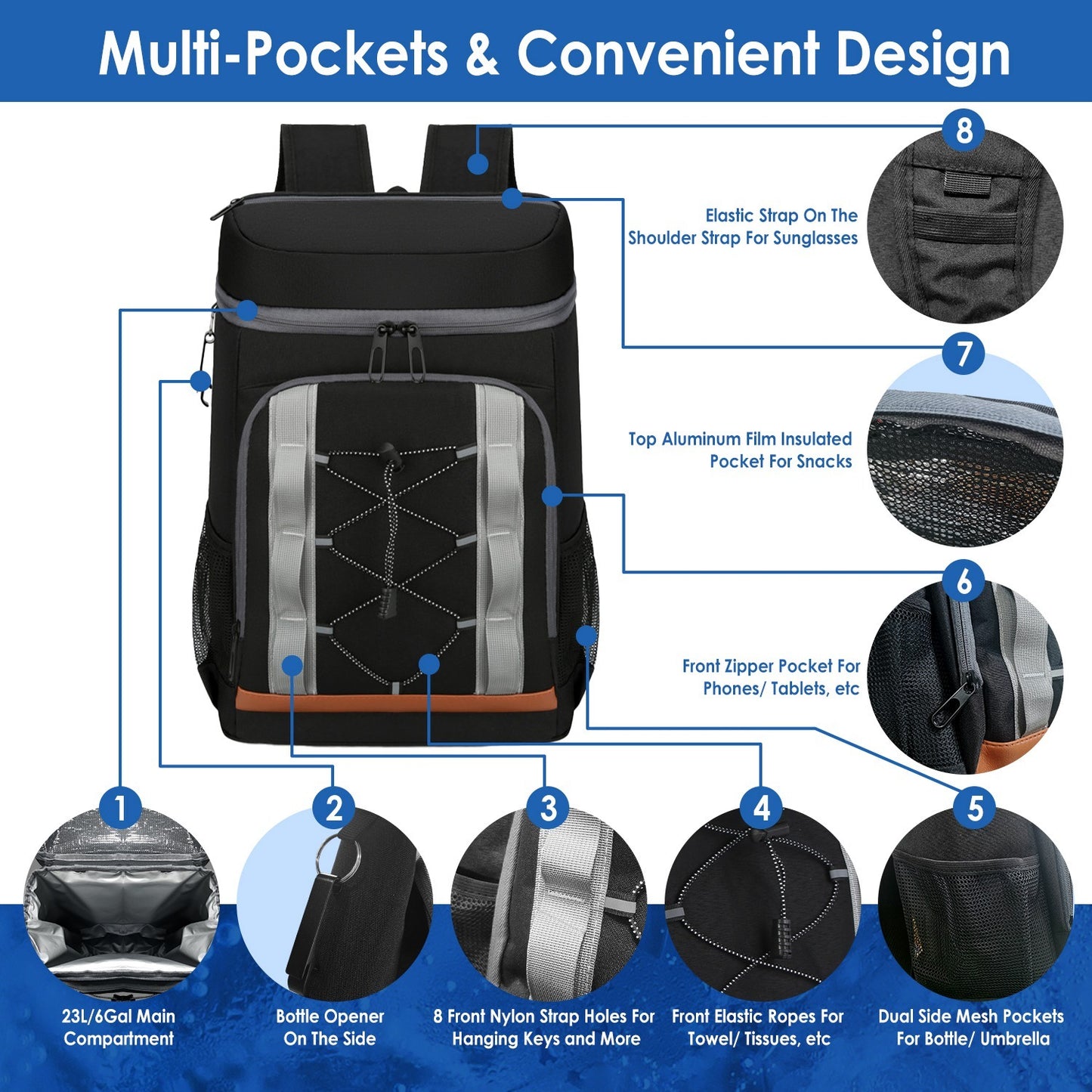Grey-Black Options 1Pc Cooler Backpack