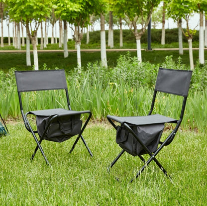 2-Piece Folding Outdoor Chair With Storage Bag For Camping & Picnics
