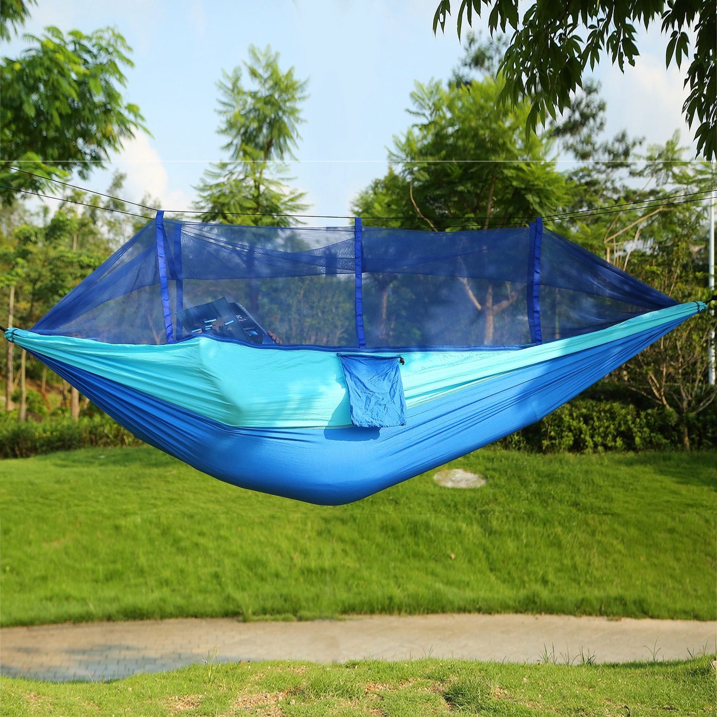 1Pc 600lbs Load 2 Persons Hammock With Mosquito Net