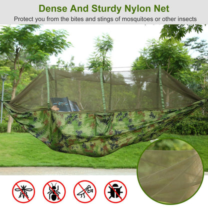 1Pc 600lbs Load 2 Persons Hammock With Mosquito Net