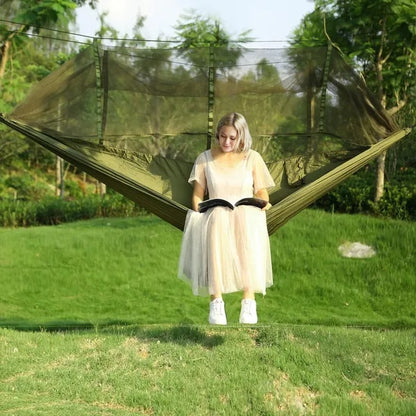 Double Hammock With Maximum Weight Capacity Of 600 Pounds, Equipped With Mosquito Net