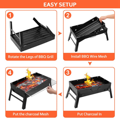 1Pc Portable BBQ Grill Foldable Charcoal