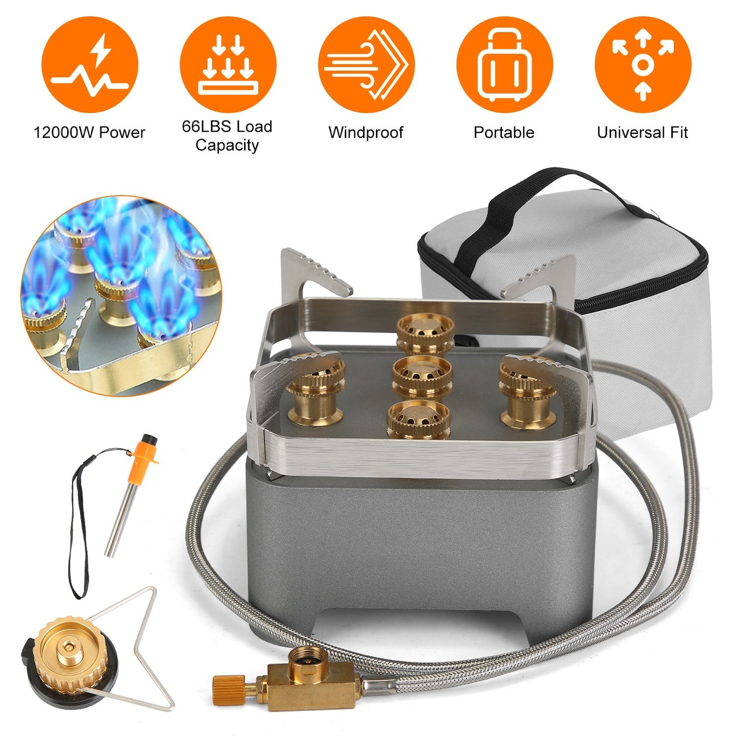 12000W Portable Camping Stove – Windproof with Igniter