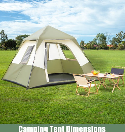 6-person Army Green Beige Camping Tent