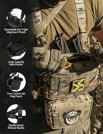 Tactical Chest Rig – Modular MOLLE with Mag Pouch