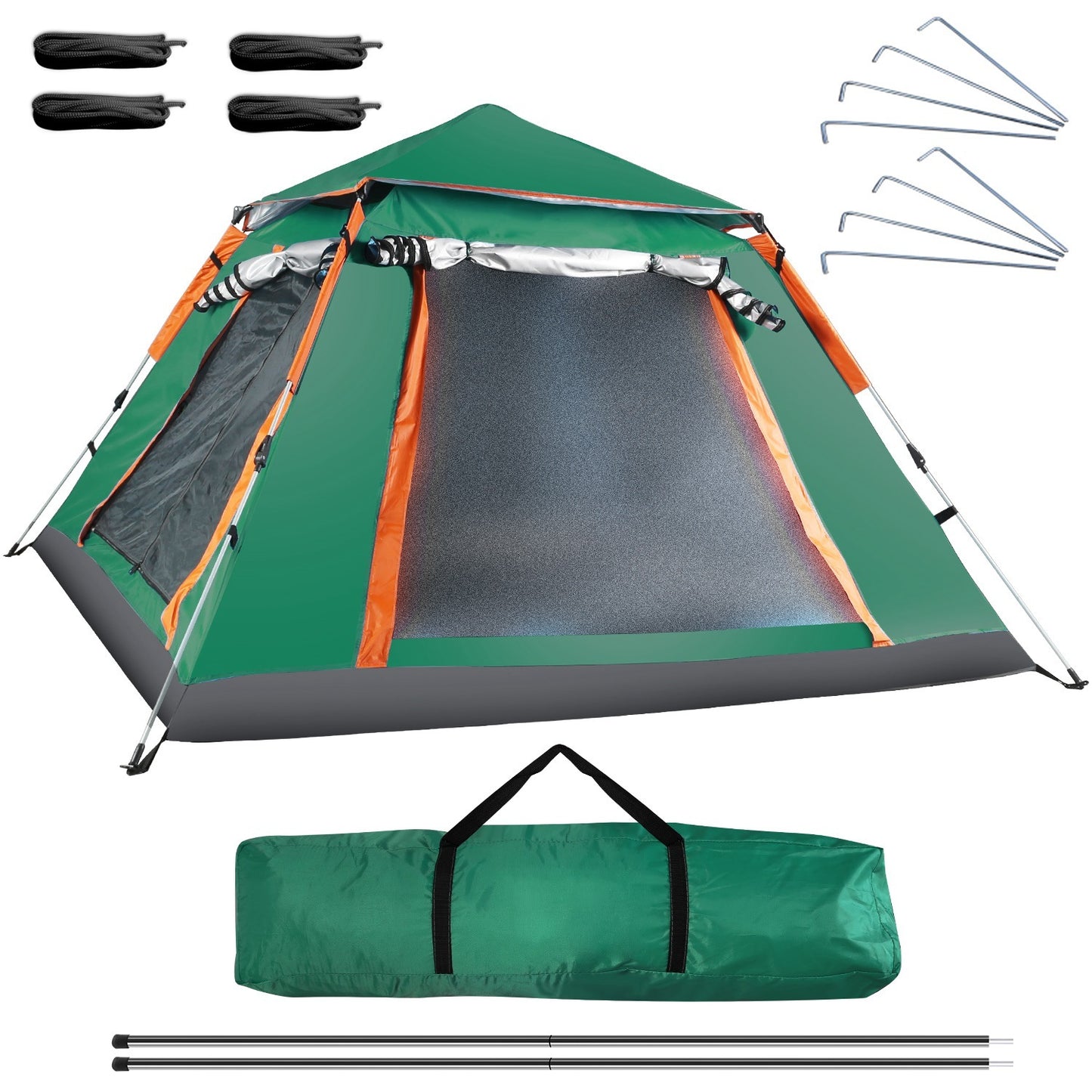 1Pc 4-5 Person Camping Tent With 2 Mosquito Nets Windows Carry Bag Waterproof 7.05x7.05x4.46ft
