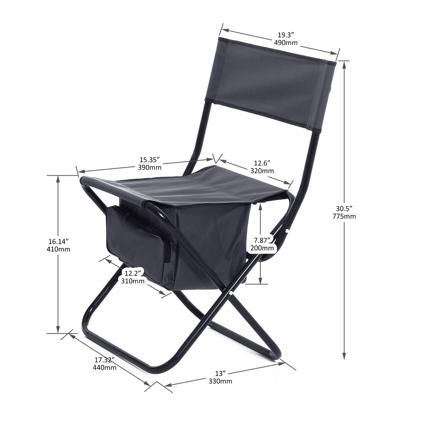 2-Piece Folding Outdoor Chair With Storage Bag For Camping & Picnics