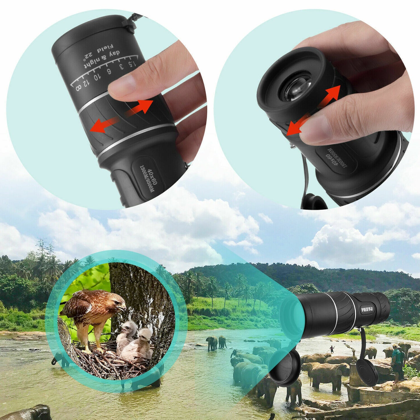 40x60 HD Monocular – Day & Night Vision, Waterproof