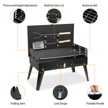 16.7x10x17.7in Portable Charcoal Grill Foldable BBQ