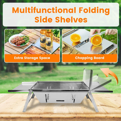 1 Set 3 In 1 Foldable Charcoal Grill Fire