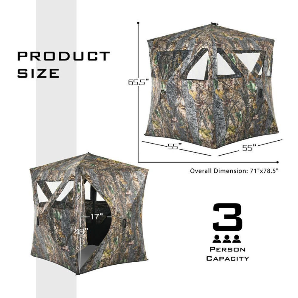 3-Person Pop-Up Hunting Blind with Tie-Downs