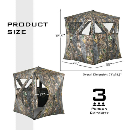 3-Person Pop-Up Hunting Blind with Tie-Downs