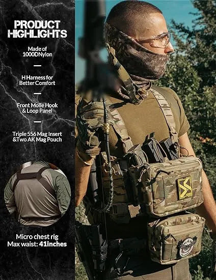 Tactical Chest Rig – Modular MOLLE with Mag Pouch