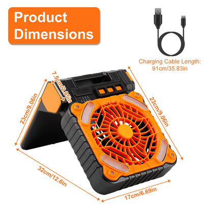 1Pc Solar Camping Fan With LED Lantern 5200mAh Rechargeable Battery