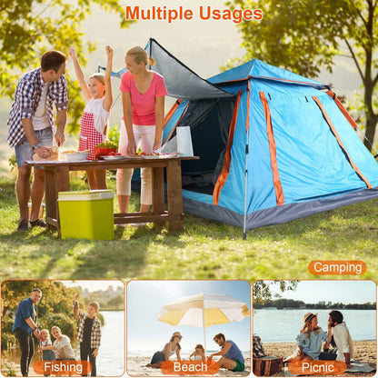 1Pc 4-5 Person Camping Tent With 2 Mosquito Nets Windows Carry Bag Waterproof 7.05x7.05x4.46ft