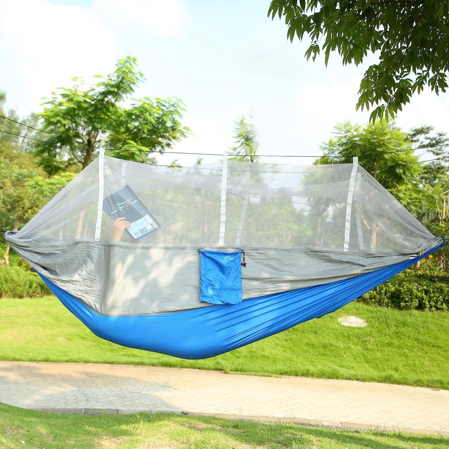 1Pc 600lbs Load 2 Persons Hammock With Mosquito Net