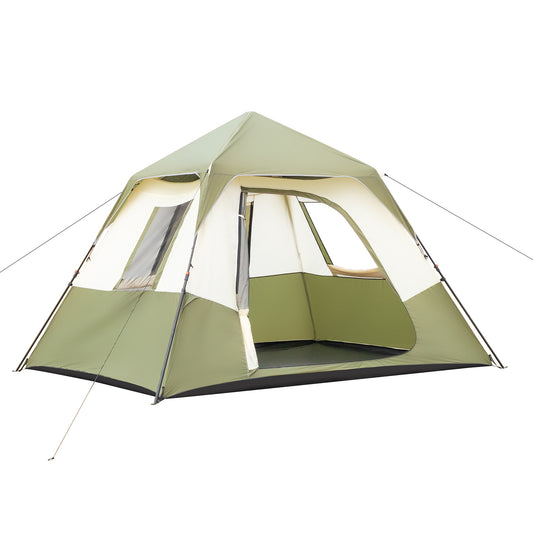 6-person Army Green Beige Camping Tent