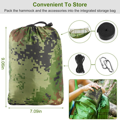 1Pc 600lbs Load 2 Persons Hammock With Mosquito Net
