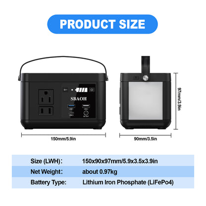 Portable Power Station P86,88.8Wh LiFePo4 Battery with 120W AC Outputs,
